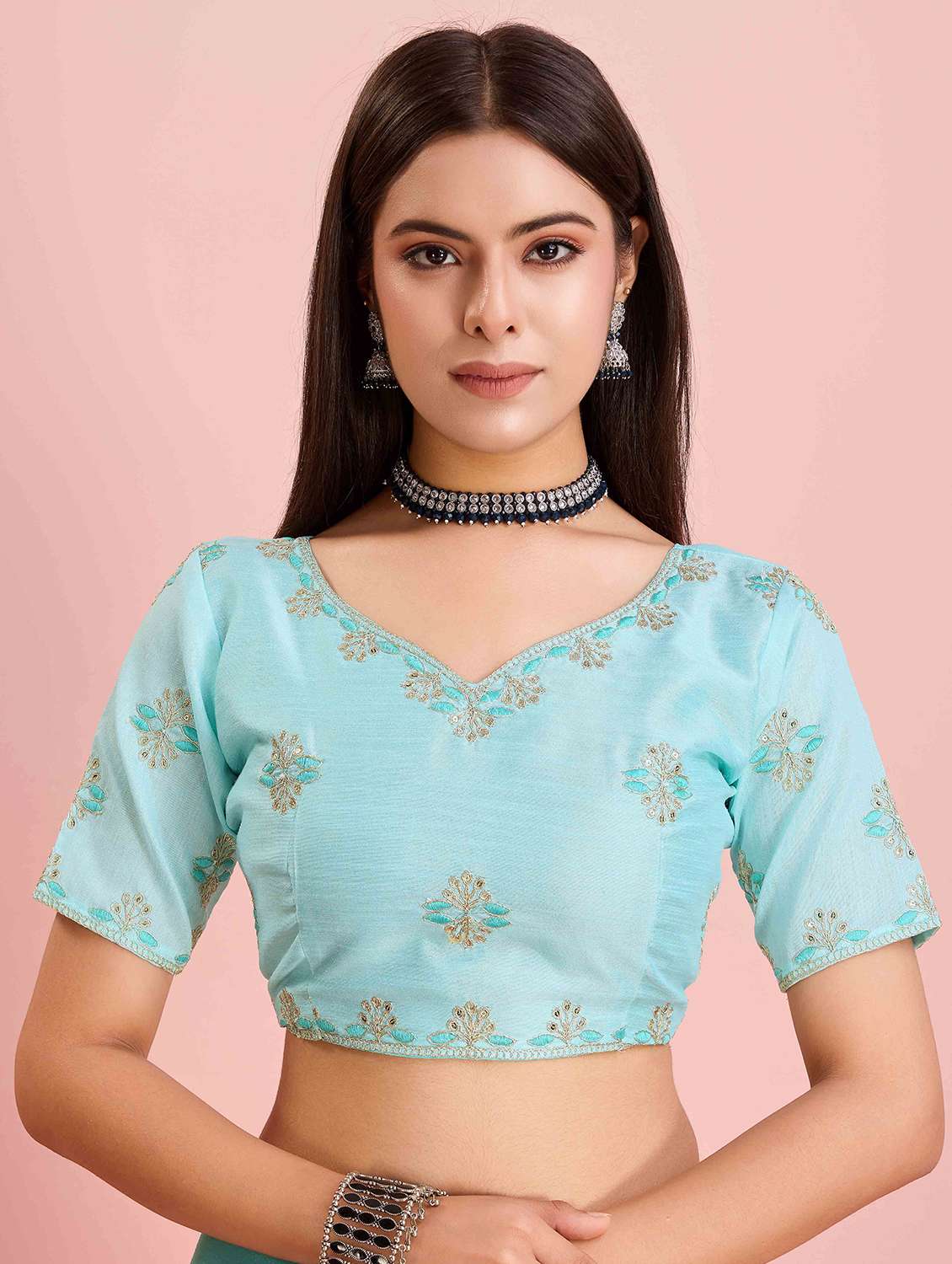 women solid with bordered saree with blouse - 21916251 -  Standard Image - 5