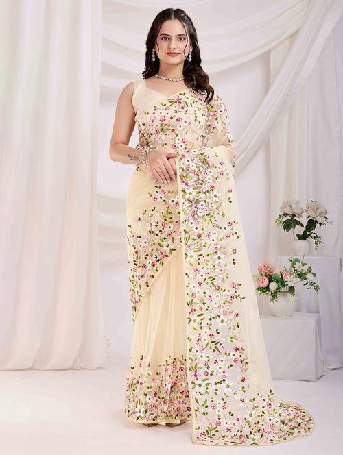 women floral embroidered saree with blouse - 21916264 - Standard Image - 0