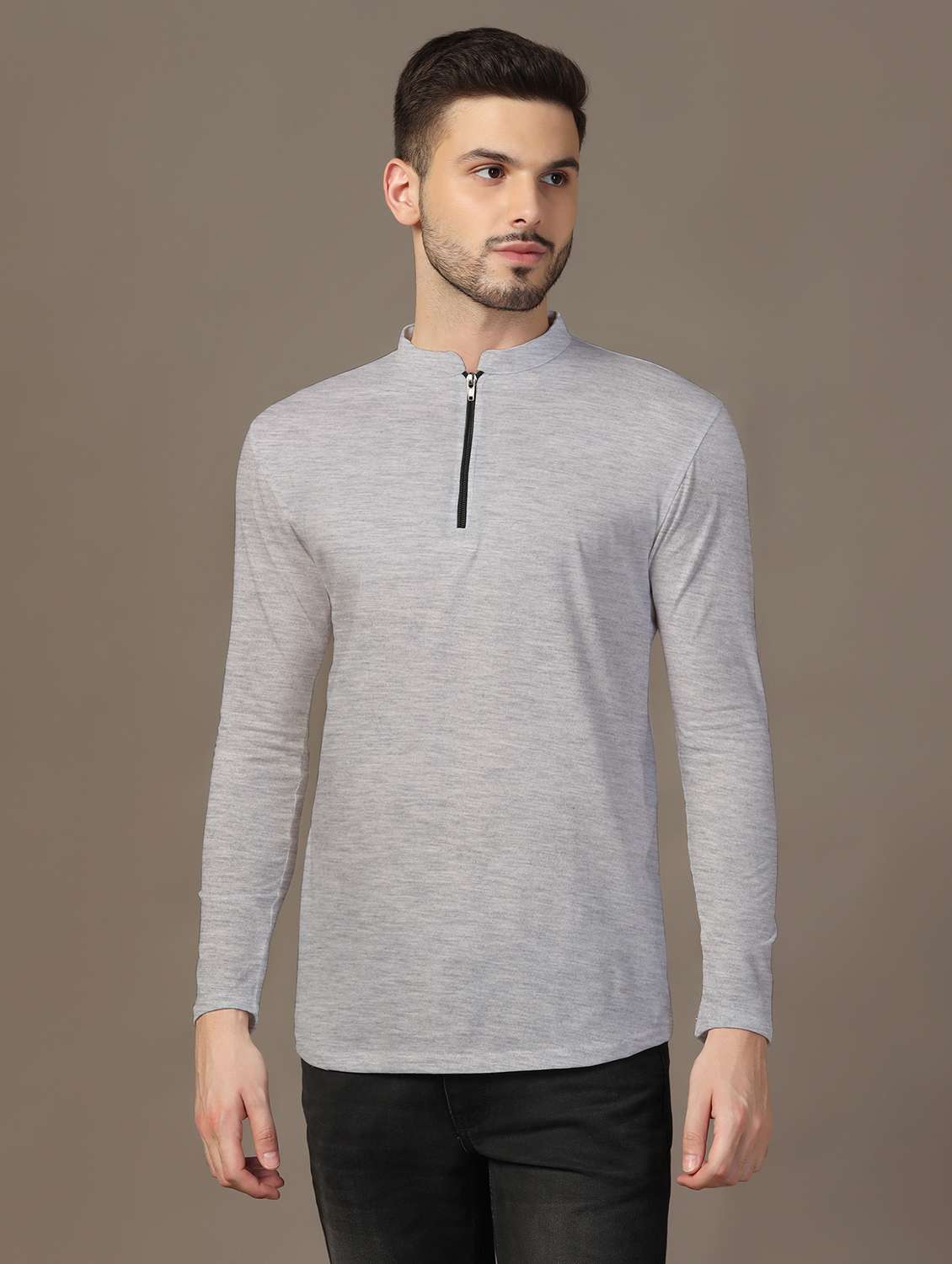 men solid long sleeve regular fit t-shirt
