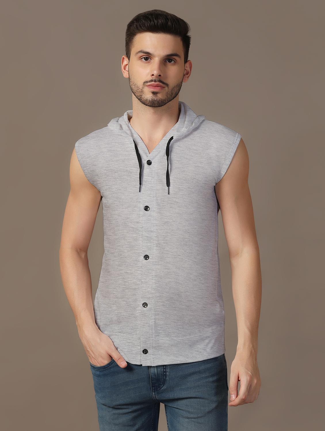 men solid sleeveless regular fit casual shirt - 21916329 - Zoom Image - 0