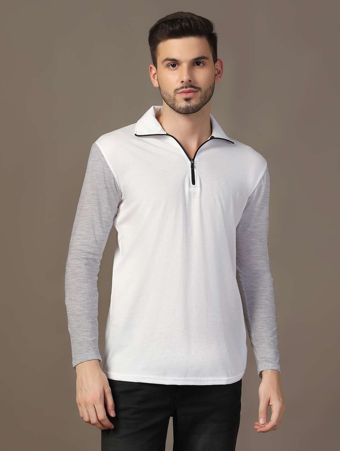 men color block long sleeve regular fit polo t-shirt - 21916330 -  Zoom Image - 0