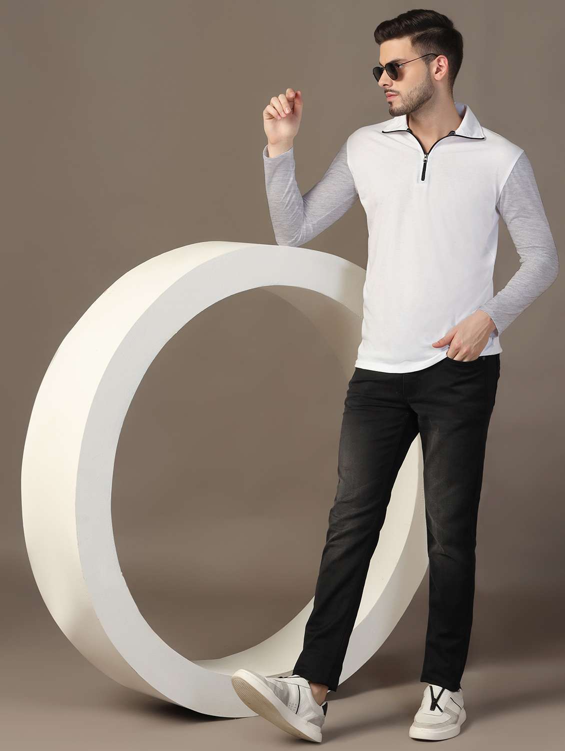 men color block long sleeve regular fit polo t-shirt - 21916330 - Standard Image - 3