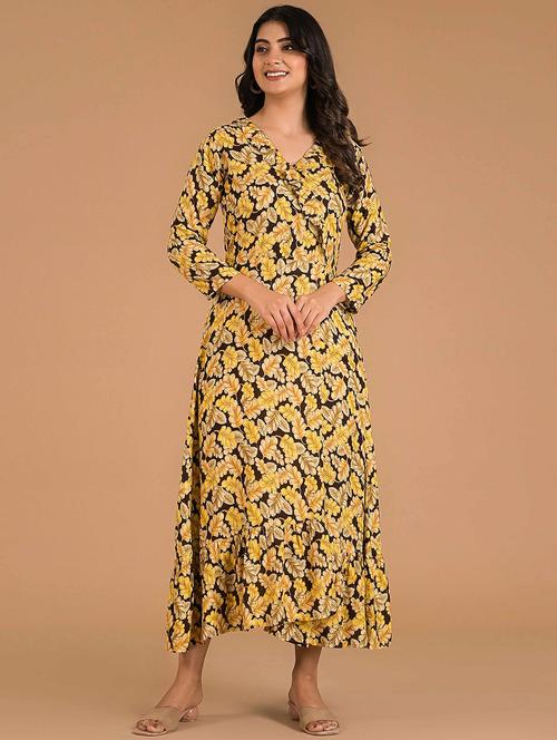 women printed three quarter sleeves tiered dress - 21916370 - Standard Image - 0