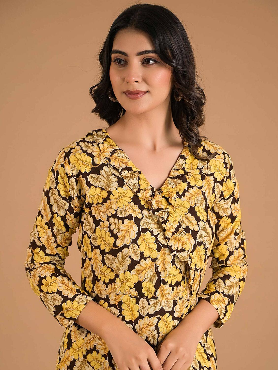 women printed three quarter sleeves tiered dress - 21916370 - Standard Image - 3