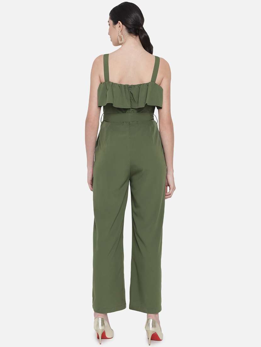 women solid shoulder strap full length jumpsuit - 21916429 - Standard Image - 3