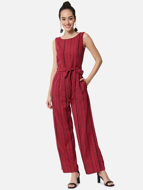 women printed sleeveless full length jumpsuit - 21916431 - Standard Image - 0