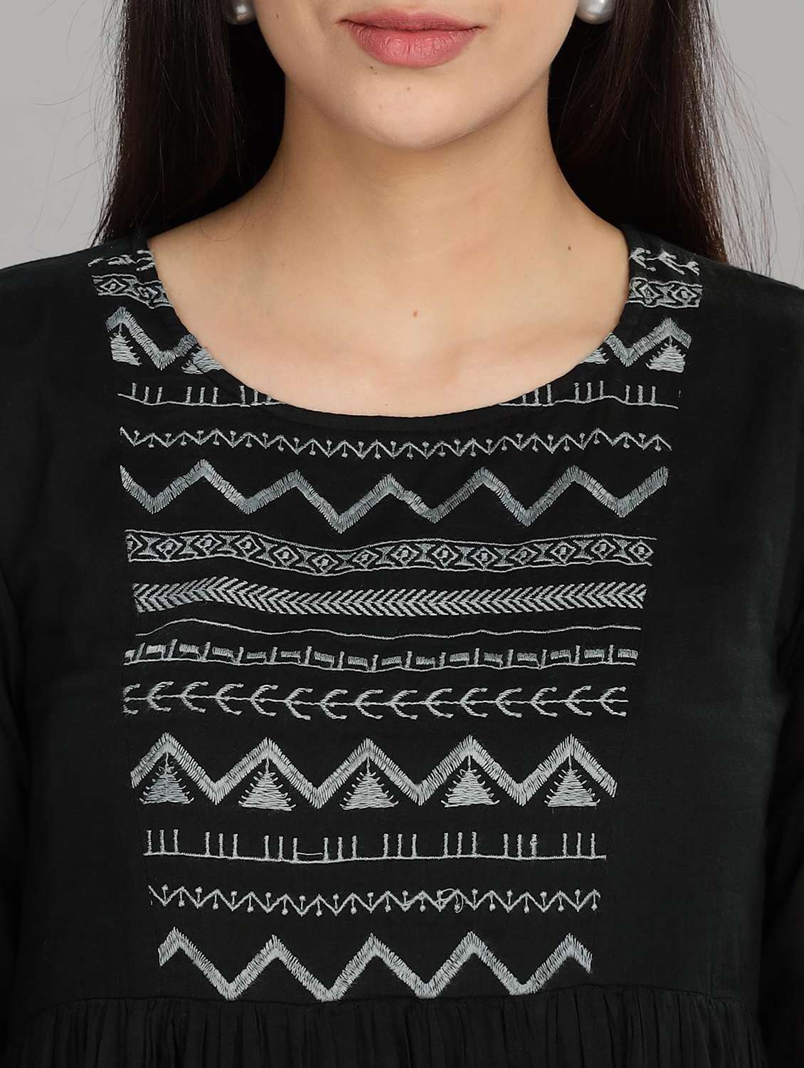 women embroidered round neck fit & flare ethnic dress - 21916483 - Standard Image - 5