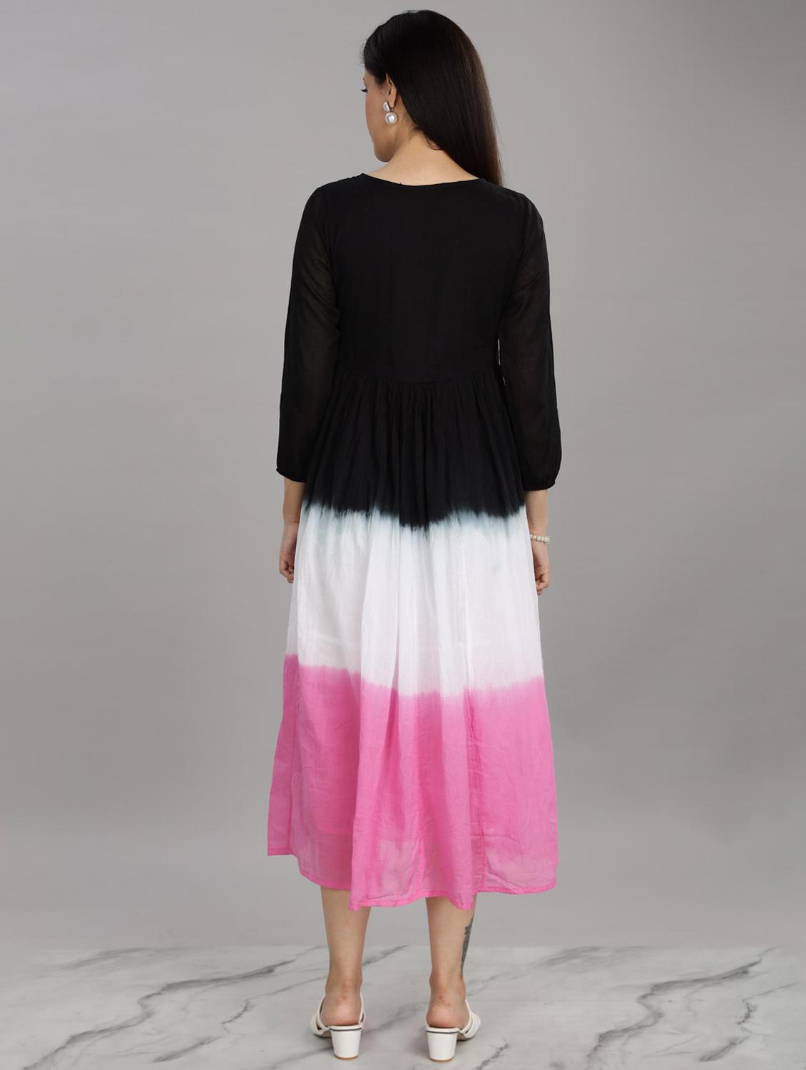 women embroidered round neck fit & flare ethnic dress - 21916484 - Standard Image - 3
