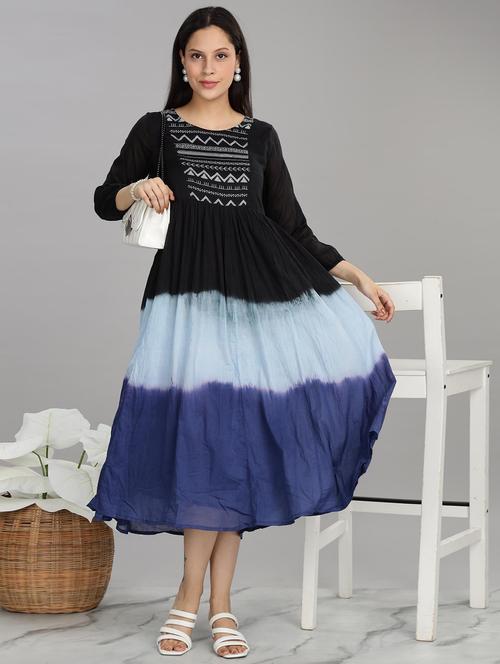 women embroidered round neck fit & flare ethnic dress - 21916486 - Standard Image - 0