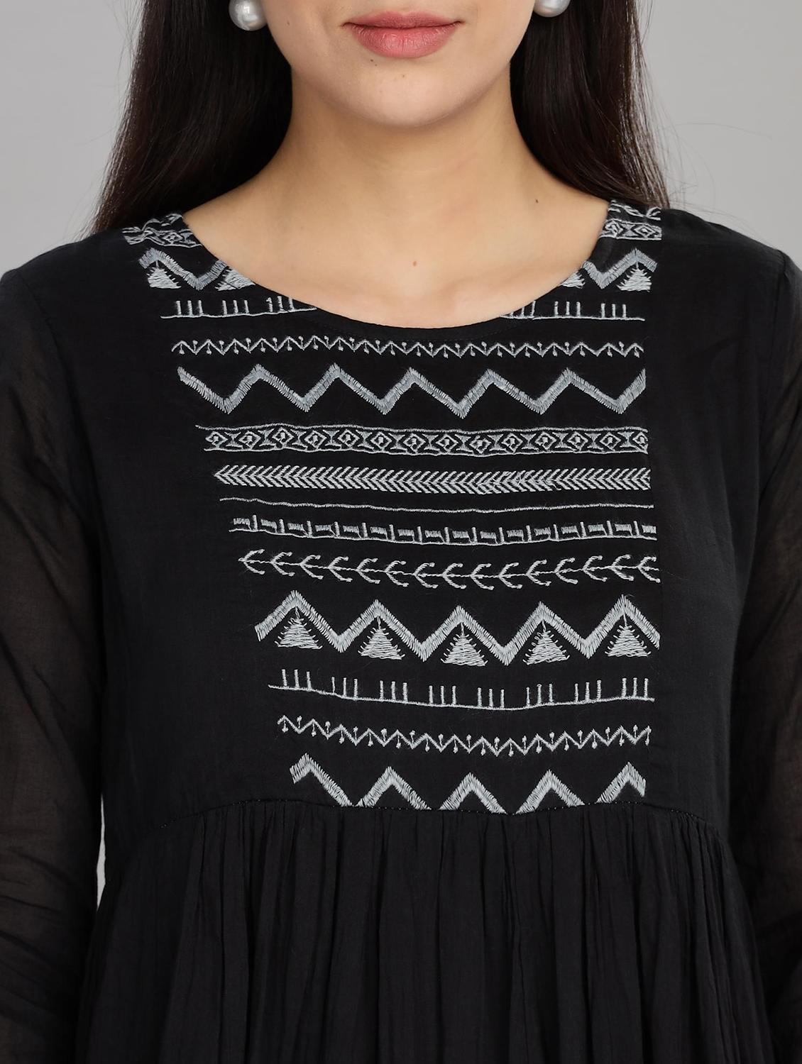 women embroidered round neck fit & flare ethnic dress - 21916486 - Standard Image - 5