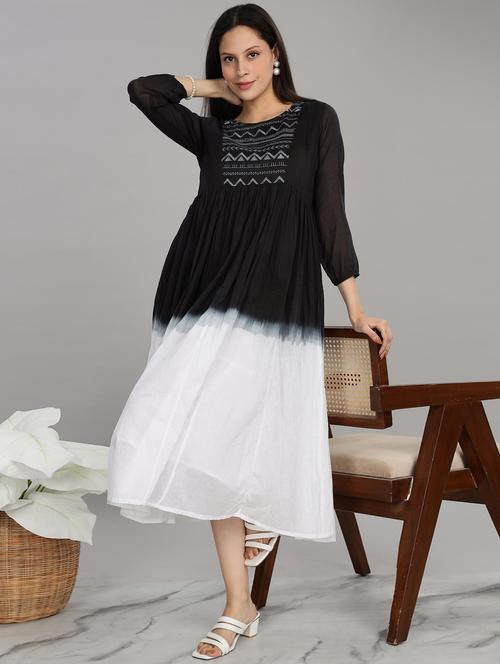women embroidered round neck fit & flare ethnic dress - 21916487 - Standard Image - 0