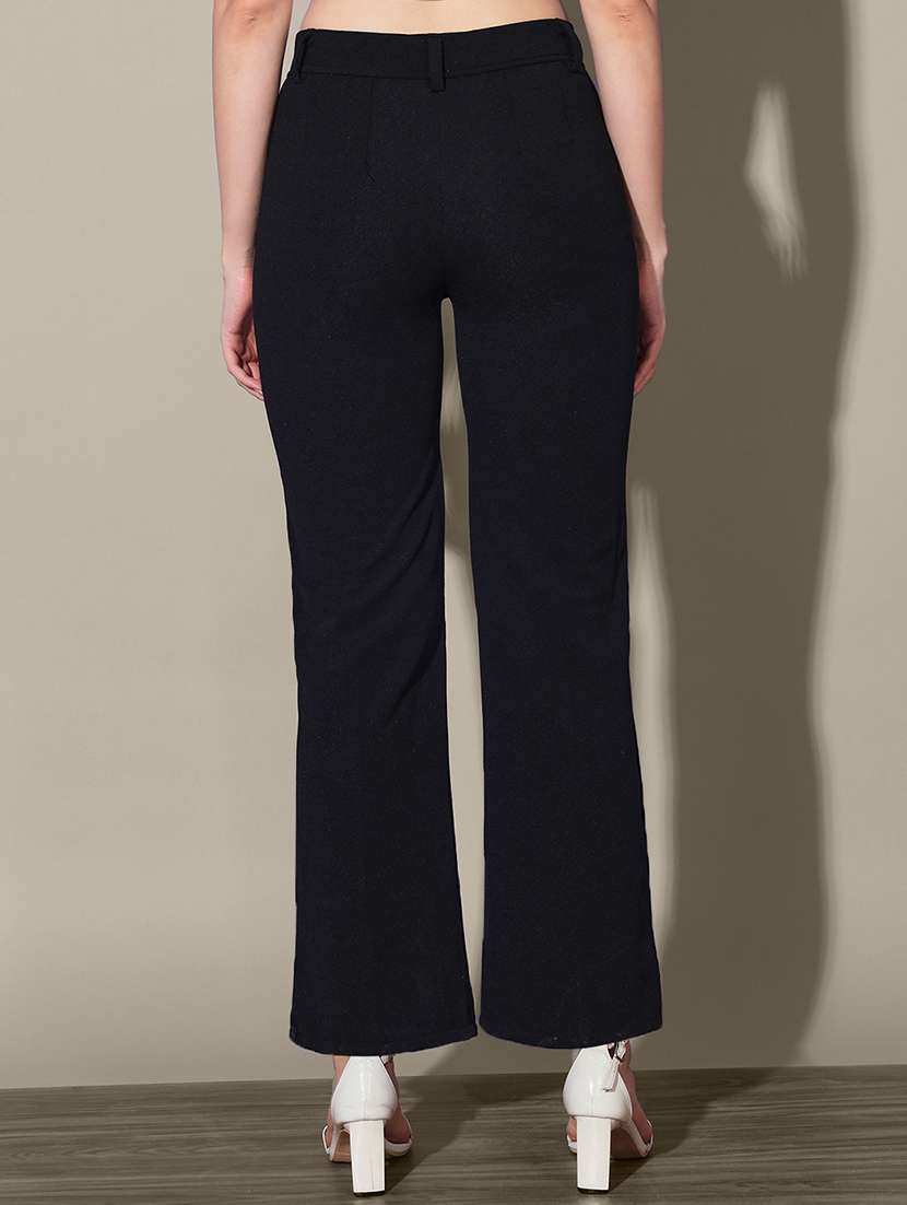 women solid high rise bootcut trouser - 21916511 - Standard Image - 3