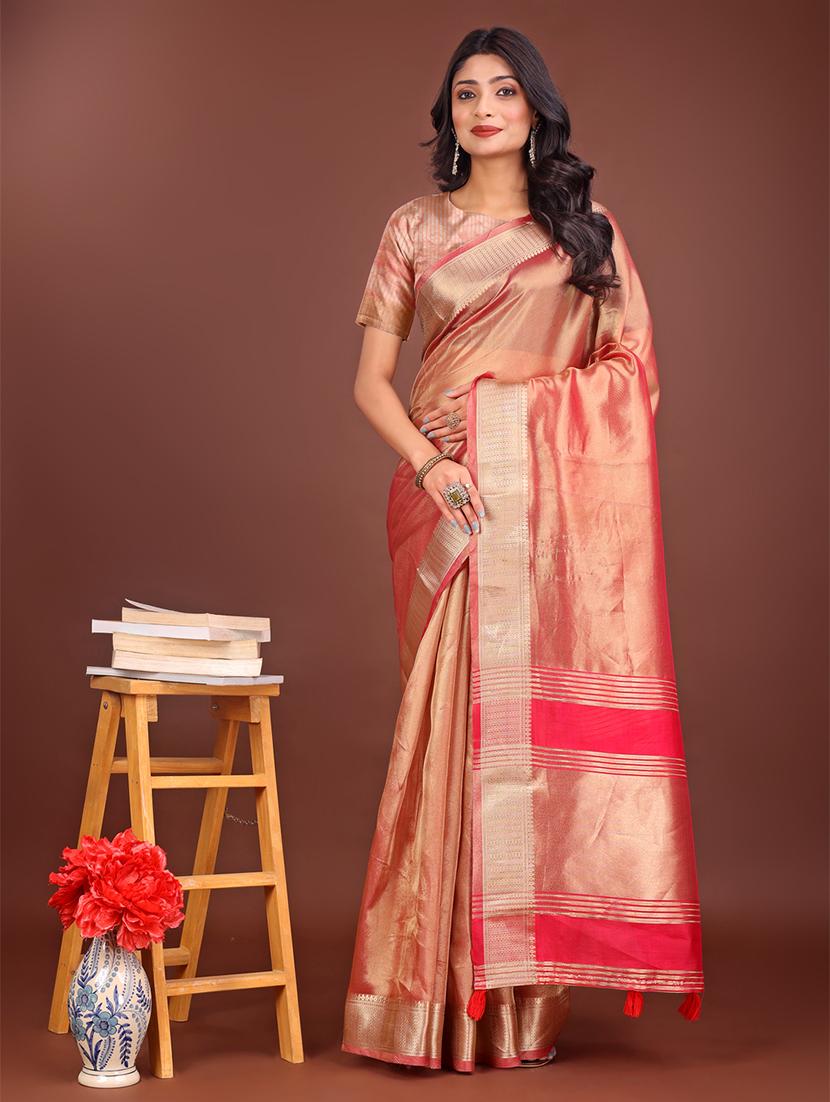 women solid with bordered saree with blouse - 21916532 -  Zoom Image - 0