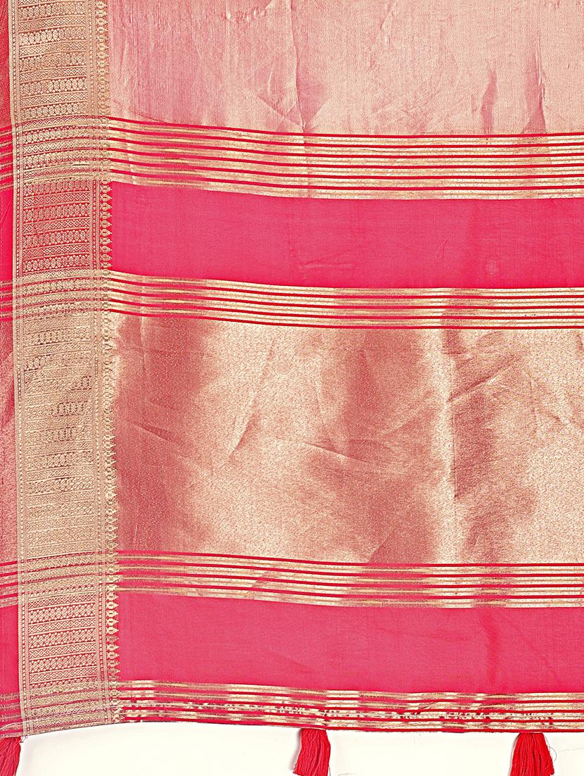 women solid with bordered saree with blouse - 21916532 - Standard Image - 5