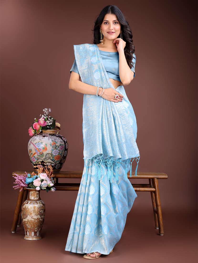 women self design chanderi saree with blouse - 21916585 -  Standard Image - 3