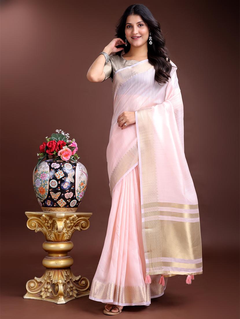 women solid with bordered saree with blouse - 21916621 -  Zoom Image - 0