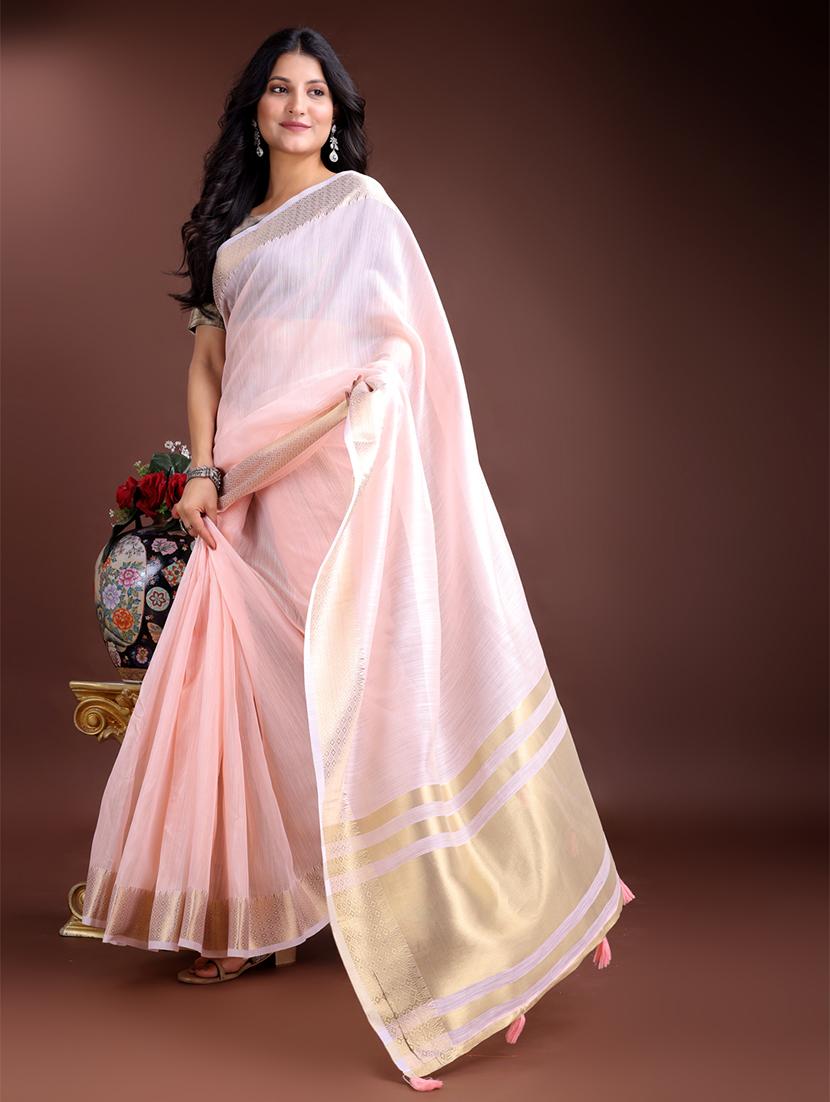 women solid with bordered saree with blouse - 21916621 - Standard Image - 3