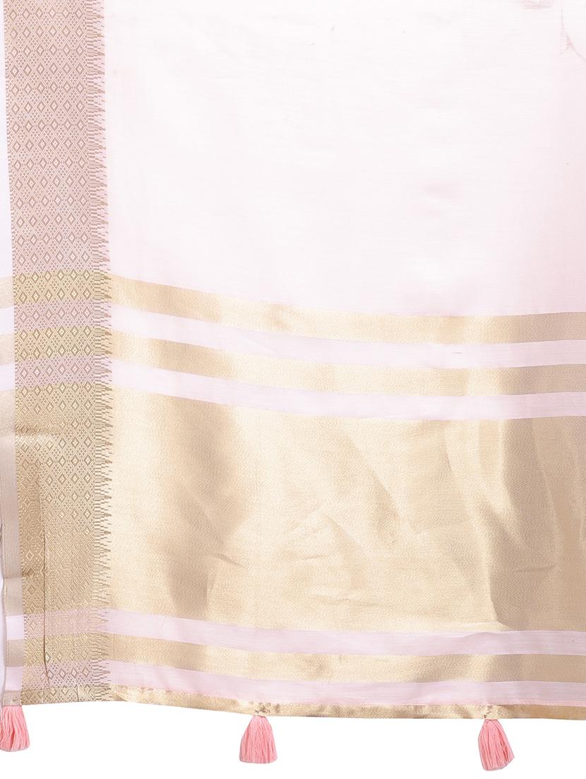 women solid with bordered saree with blouse - 21916621 - Standard Image - 5