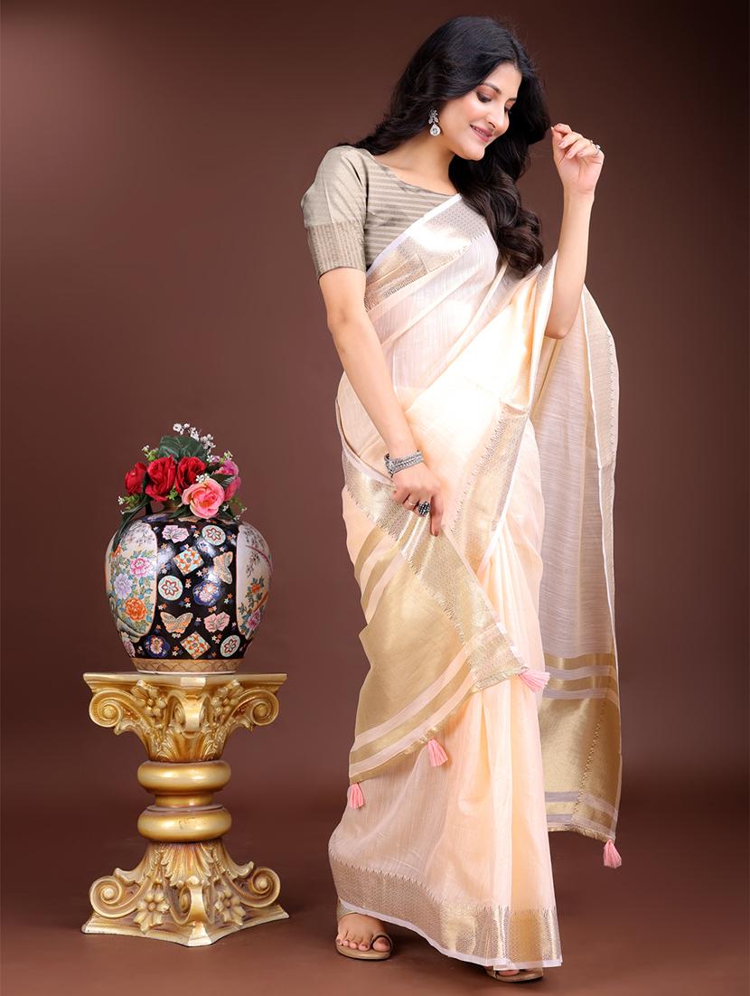 women solid with bordered saree with blouse - 21916622 - Standard Image - 3