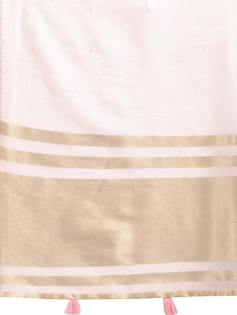 women solid with bordered saree with blouse - 21916622 - Standard Image - 5