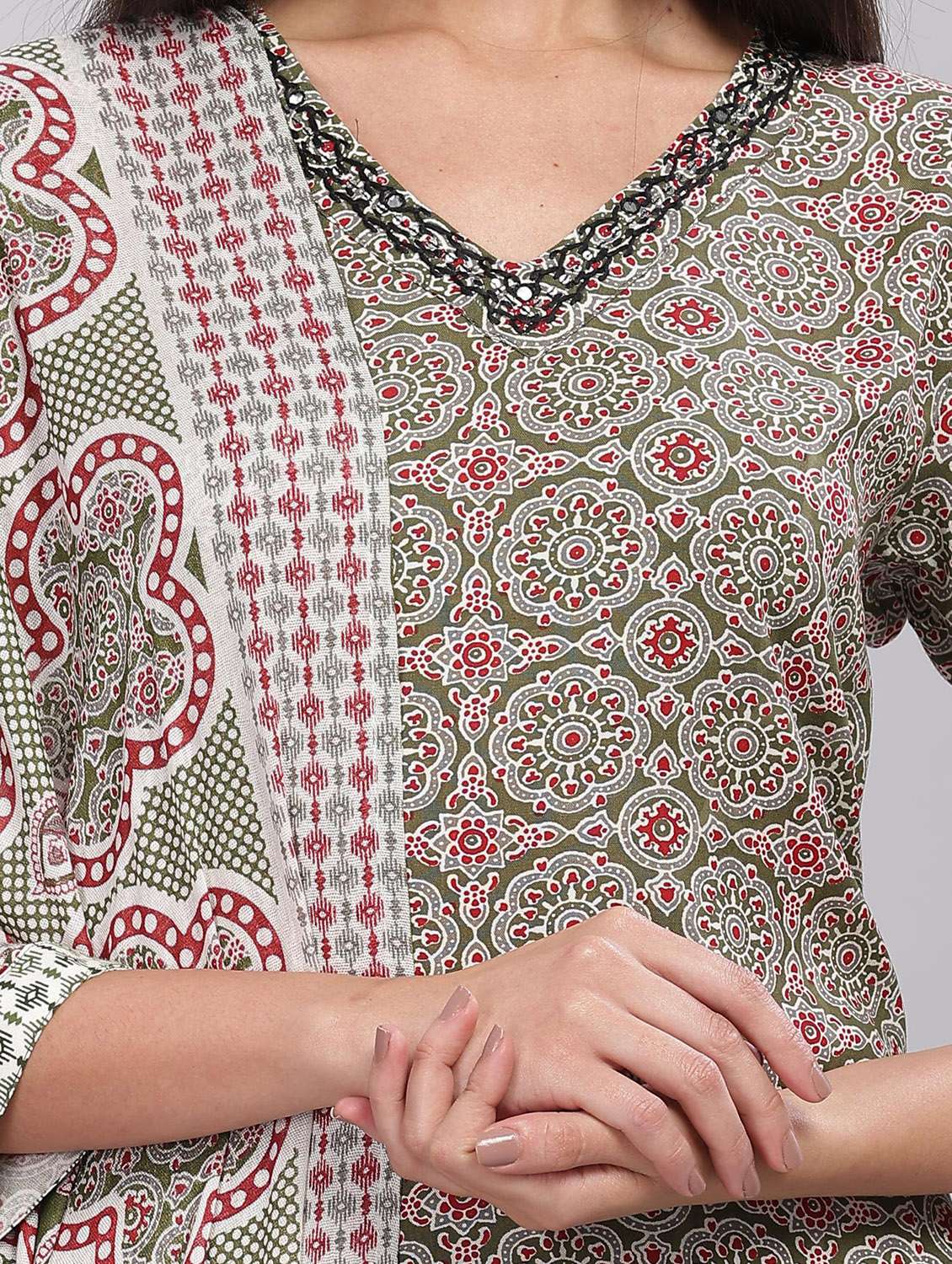 women three quarter sleeve kurta pant with dupatta set - 21916647 - Standard Image - 5