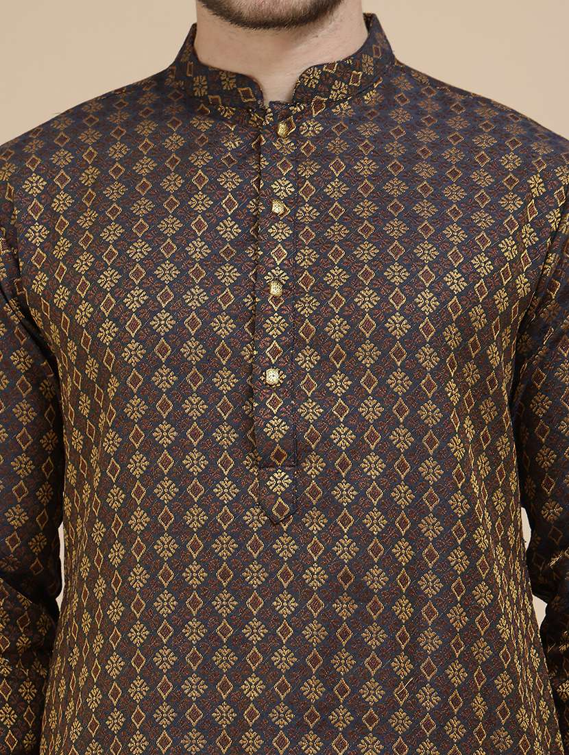 men self designed mandarin neck long kurta - 21916669 - Standard Image - 5
