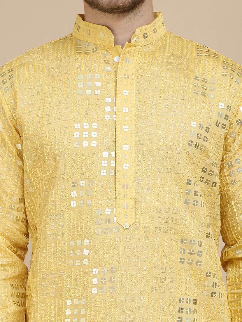 men embroidered mandarin neck long kurta - 21916671 - Standard Image - 5
