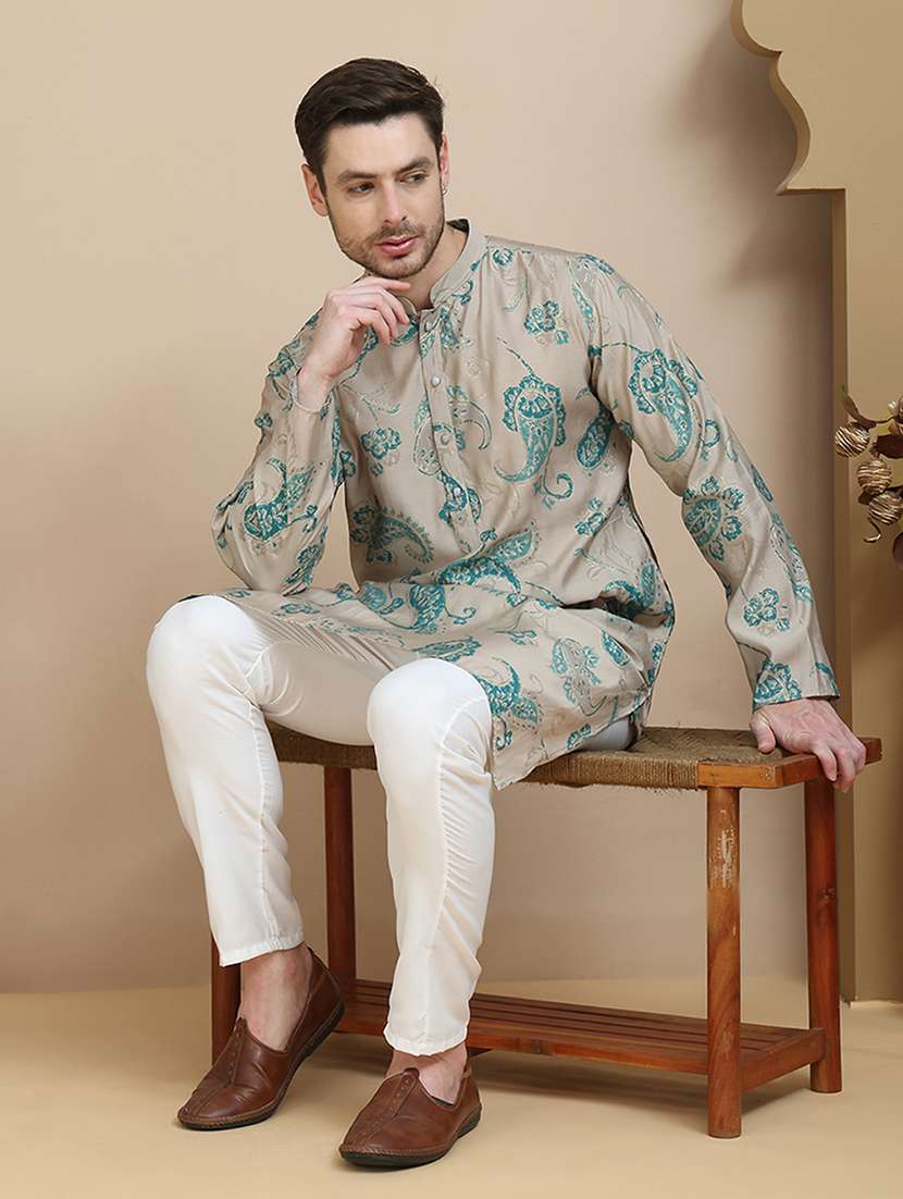 men paisley printed long sleeves long kurta - 21916672 -  Standard Image - 3