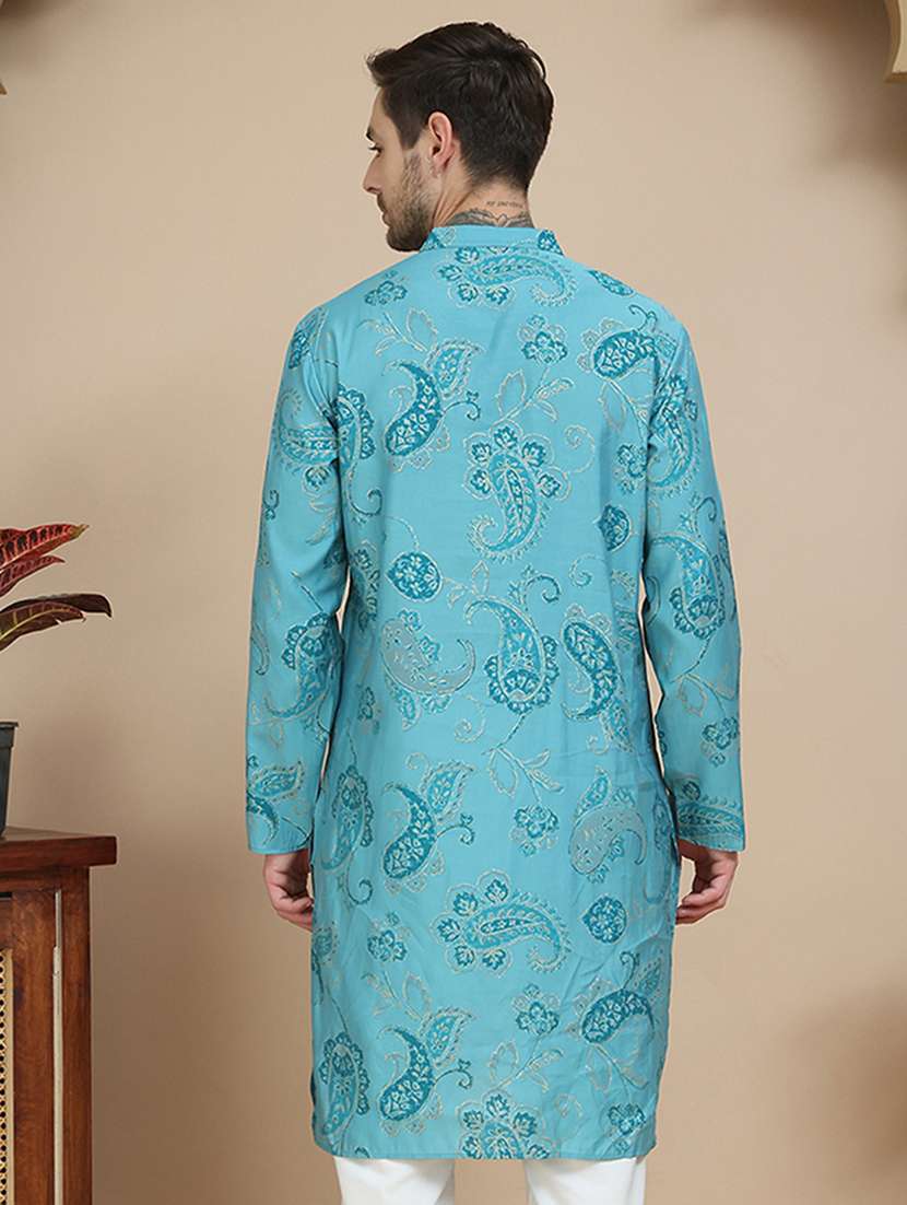 men paisley printed long sleeves long kurta - 21916673 -  Standard Image - 3