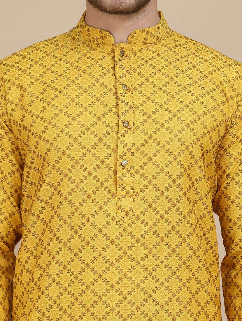 men embroidered mandarin neck long kurta - 21916679 - Standard Image - 5