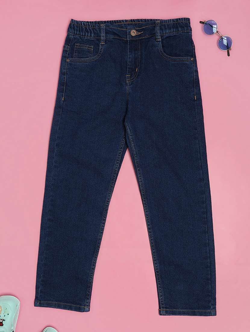 boys blue poly cotton plain jean