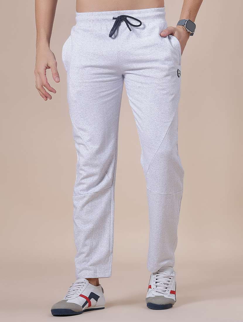 men melange mid rise full length track pant