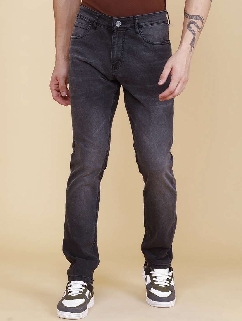 men washed mid rise slim fit jeans