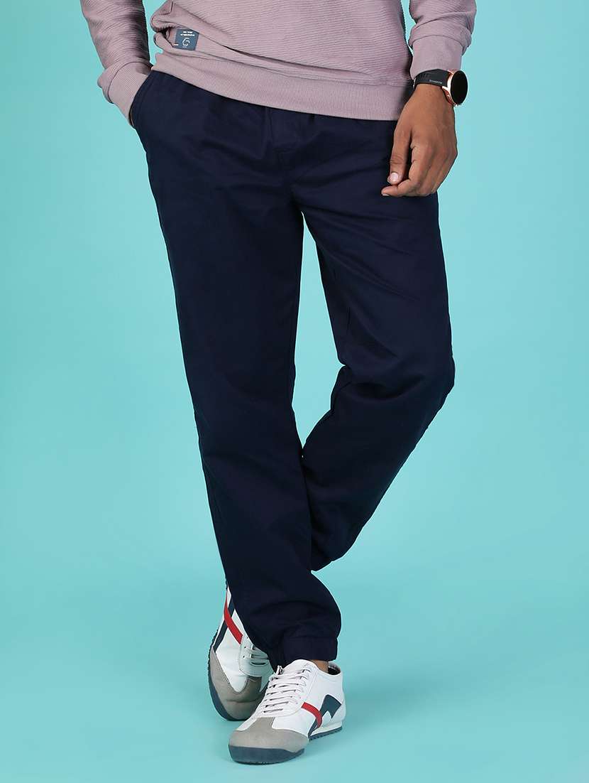 men solid mid rise relaxed fit jogger