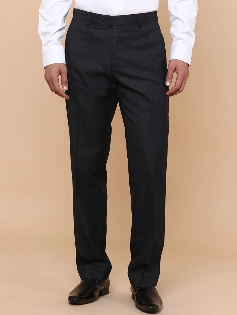 men black cotton flat front trousers formal trouser