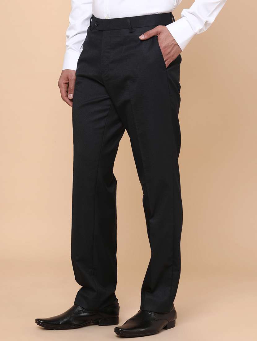 men black cotton flat front trousers formal trouser - 21916814 -  Standard Image - 3