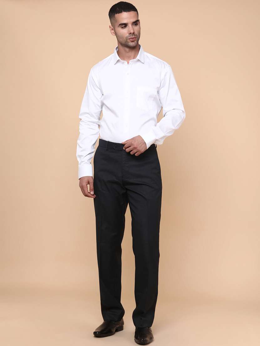 men black cotton flat front trousers formal trouser - 21916814 -  Standard Image - 5