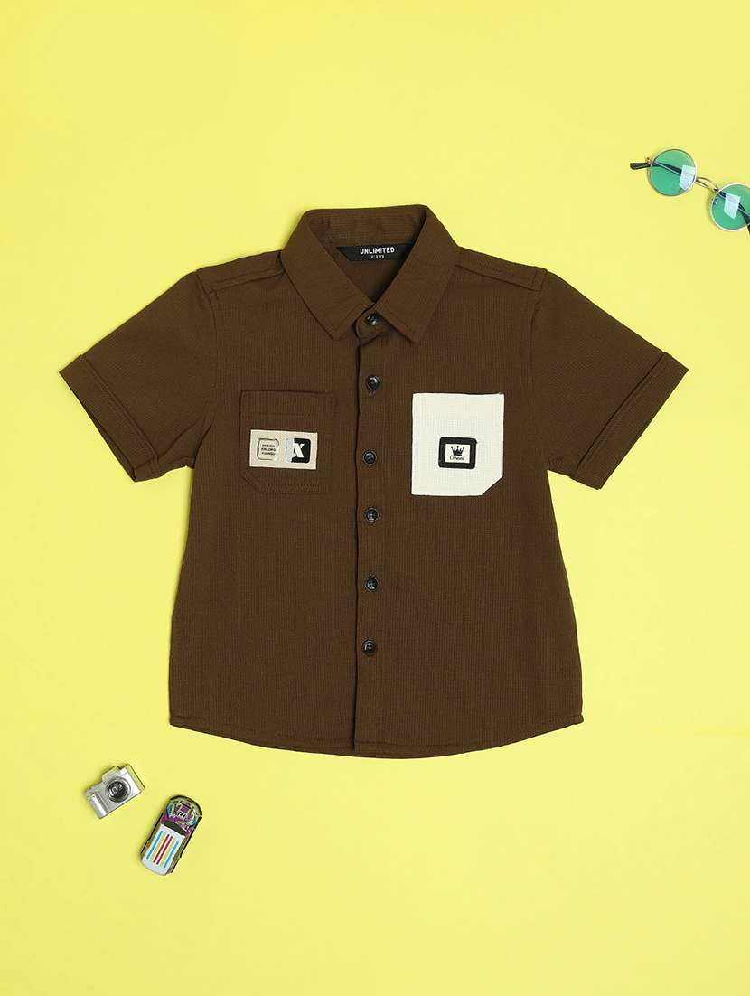 boys brown cotton shirt