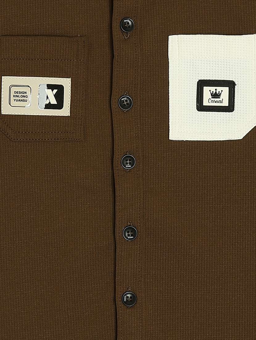 boys brown cotton shirt - 21916855 -  Standard Image - 3