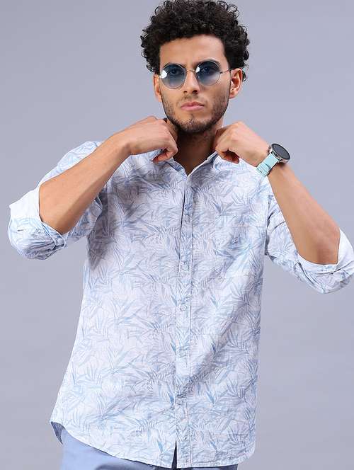 men printed collared long sleeve shirt - 21916861 -  Standard Image - 0