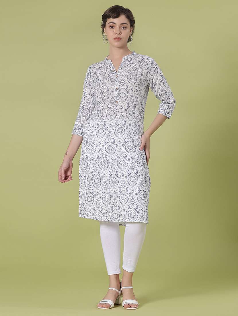 women three quarter sleeve straight kurta