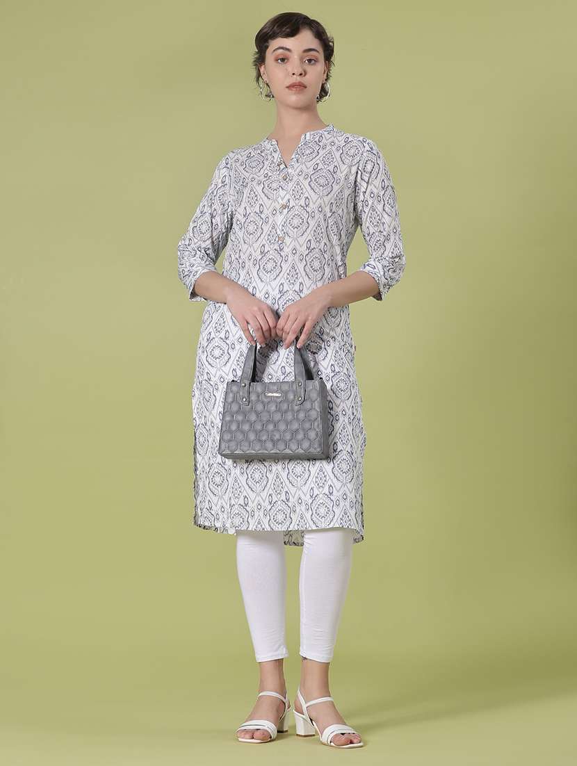 women three quarter sleeve straight kurta - 21916897 -  Standard Image - 3