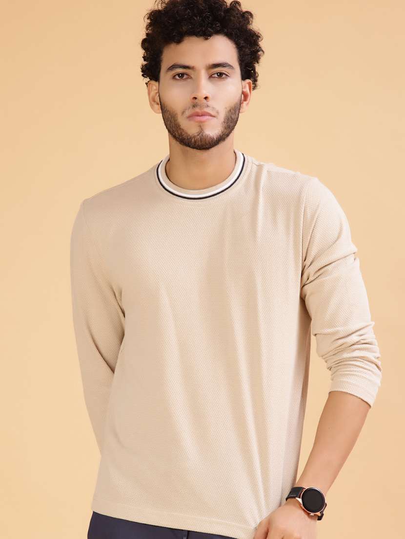 men solid long sleeve regular fit t-shirt