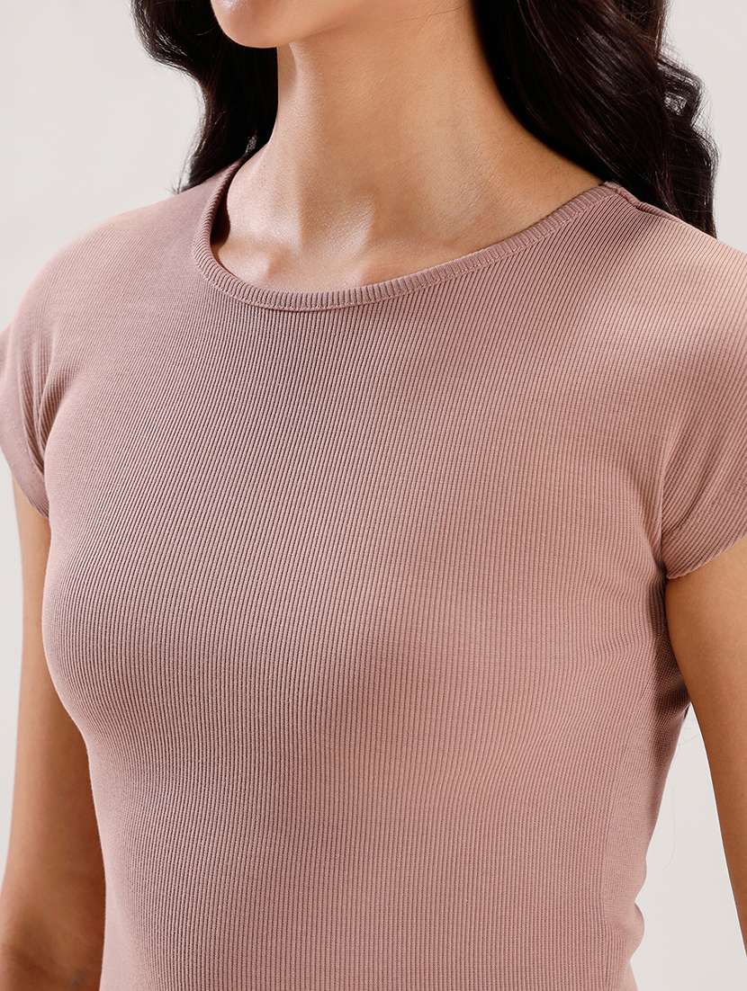 women solid short sleeve crop top - 21916984 -  Standard Image - 5