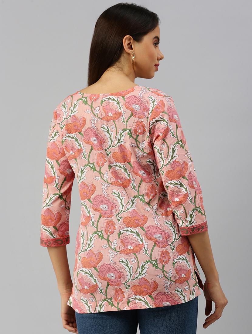 women floral print notch neck stright kurti - 21917000 - Standard Image - 3