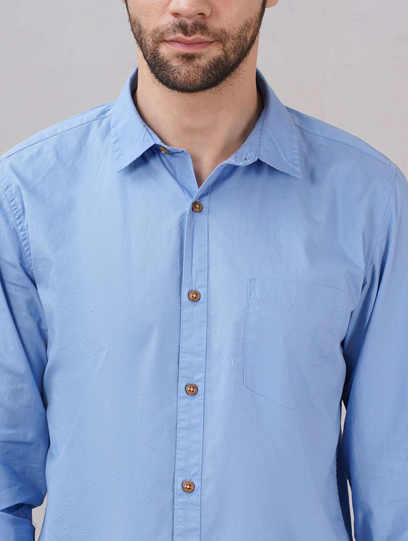 men solid long sleeve regular fit casual shirt - 21917025 -  Standard Image - 3