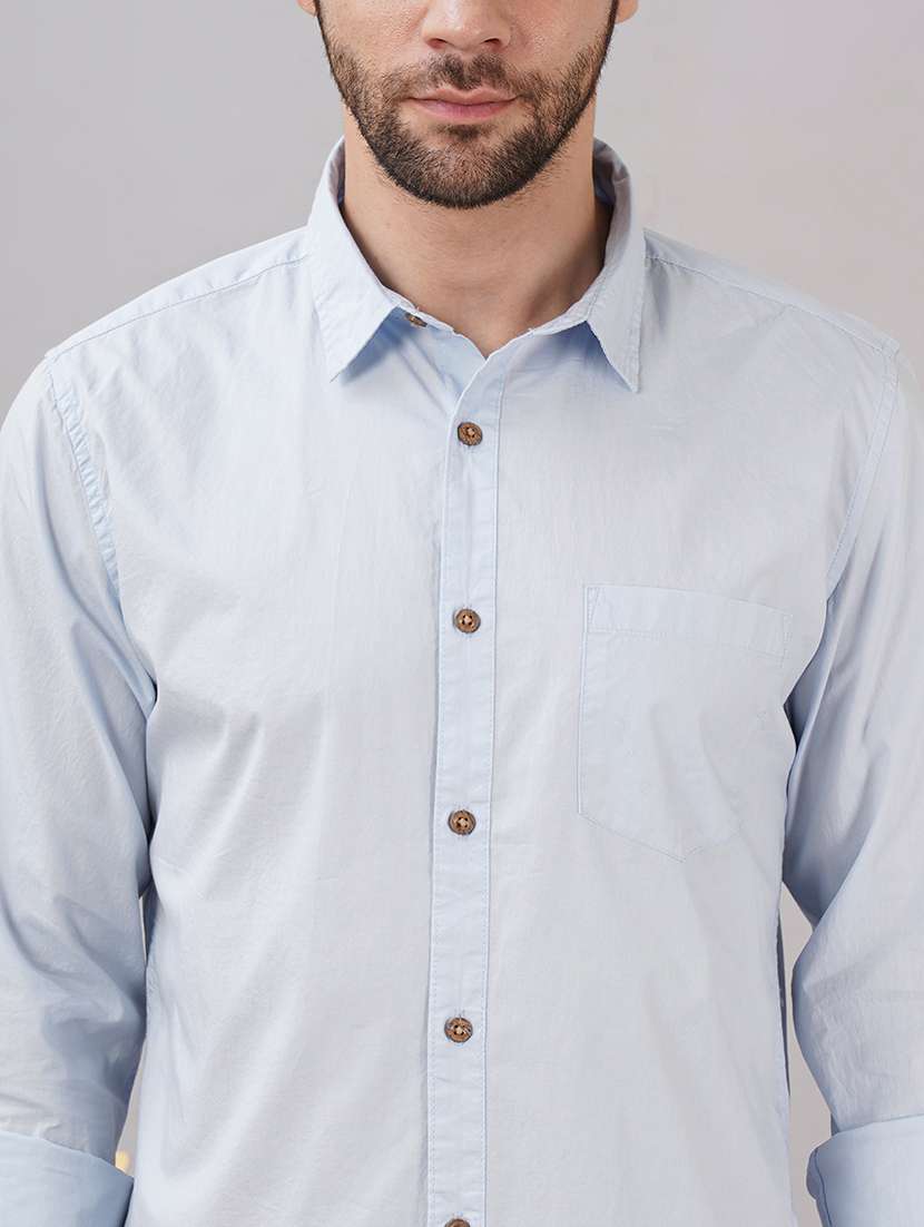 men solid long sleeve regular fit casual shirt - 21917026 - Standard Image - 3