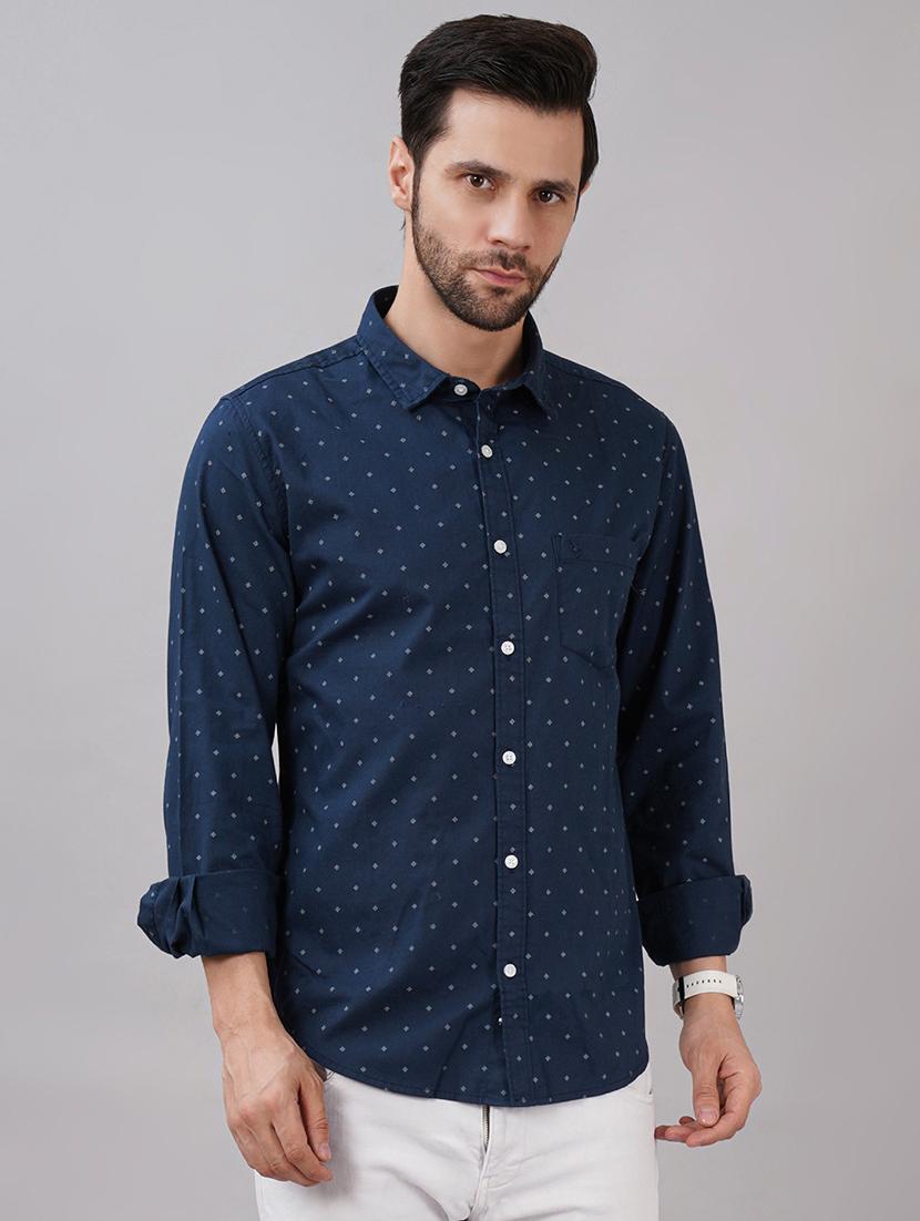 men printed long sleeve regular fit casual shirt
