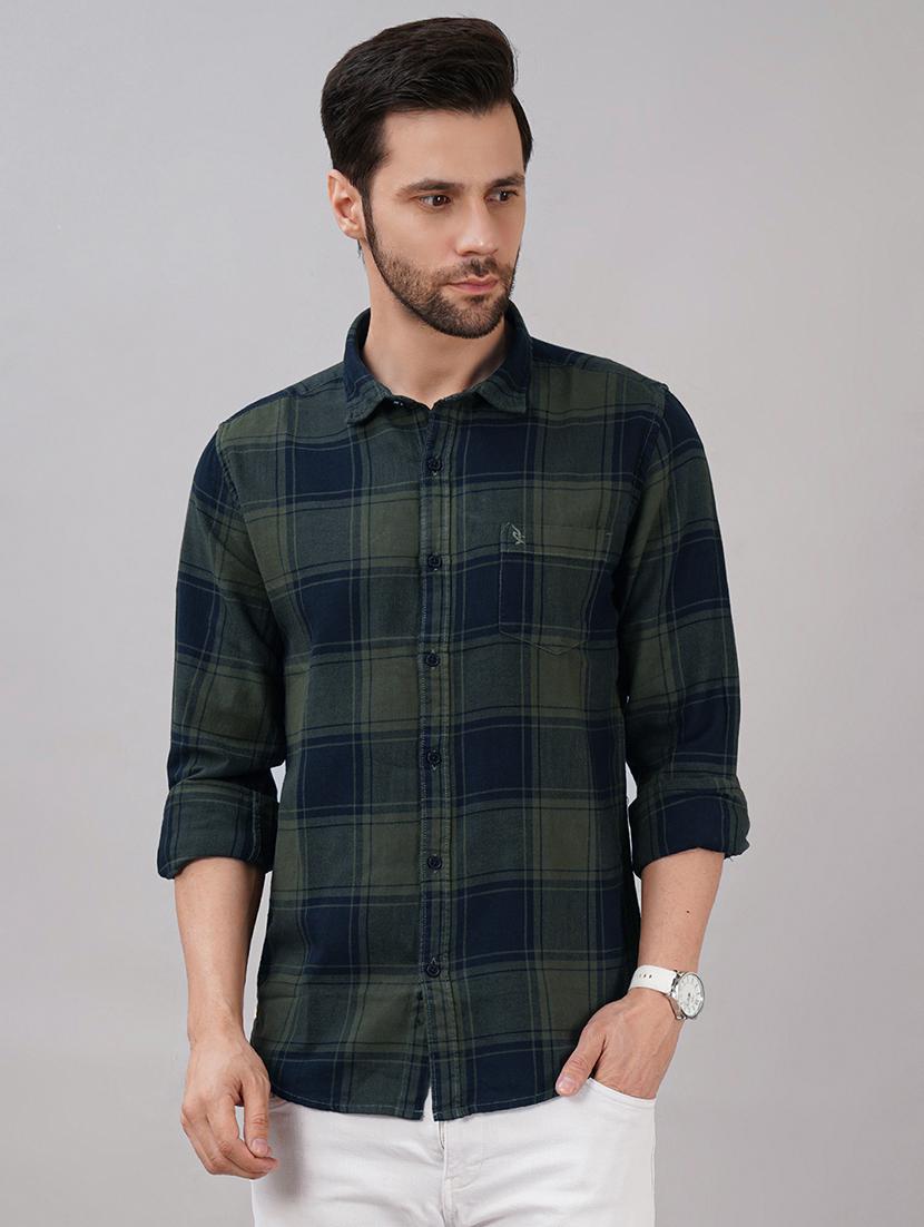 men checkered long sleeve regular fit casual shirt