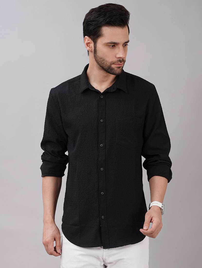 men solid long sleeve regular fit casual shirt